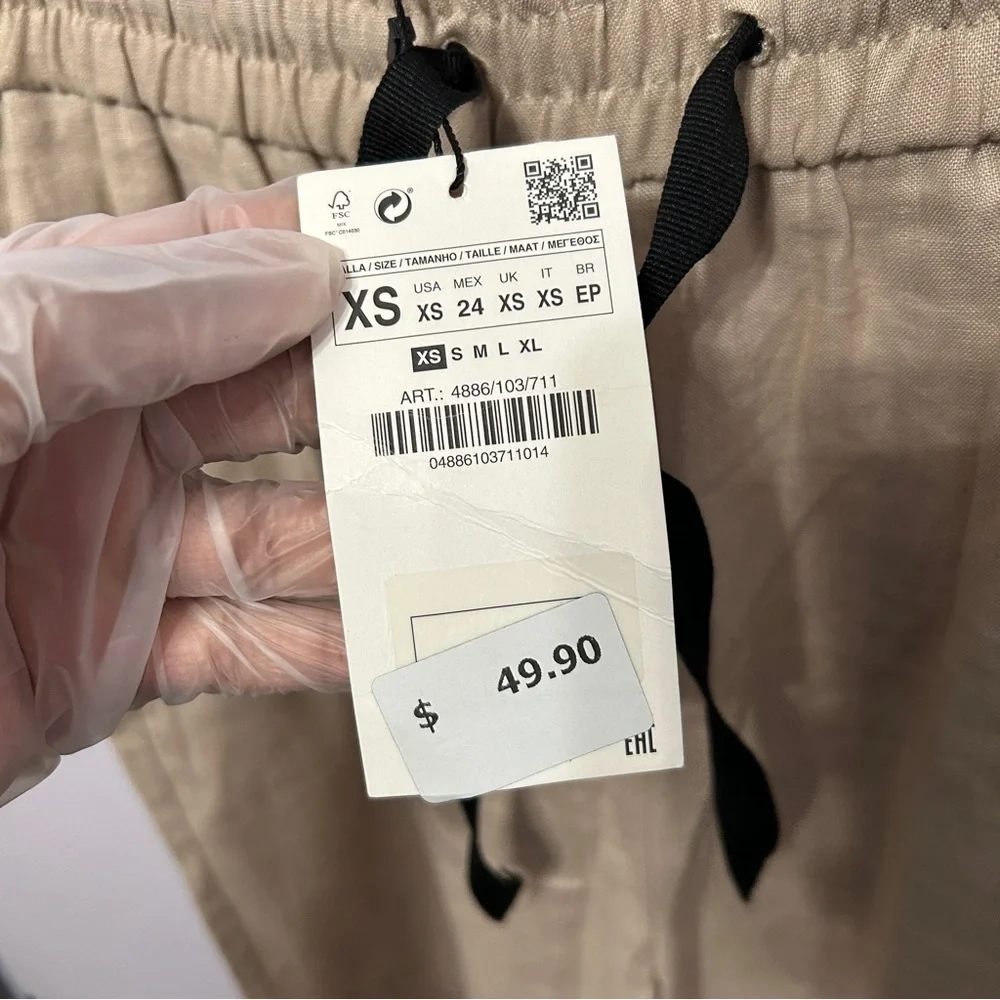 NWT Zara Woman 100% Linen Boho Lagenlook Wide Leg Trousers Size XS - “Karol”